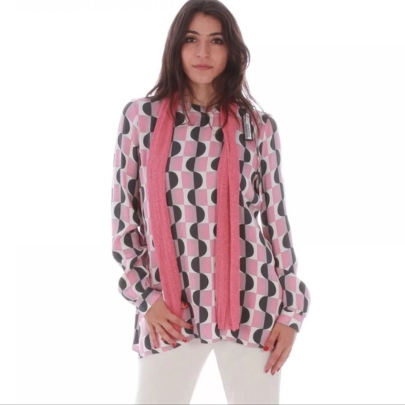 Made in Italy Maliparmi shirt round ground print back button down Large - Picture 1 of 11